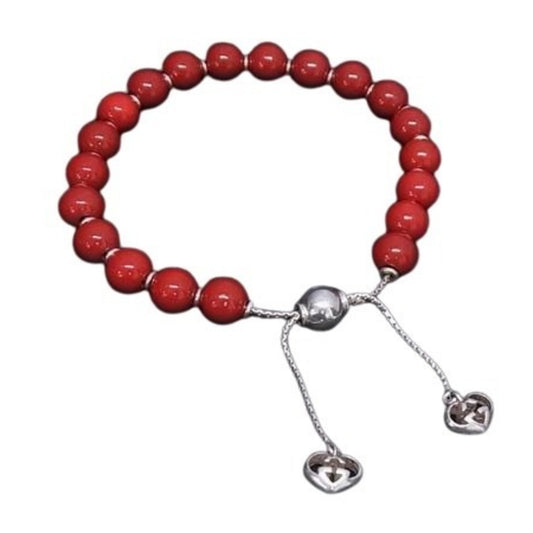 GUCCI Interlocking G Heart Bracelet 286673 in Red, Silver, and Wood (Ag925) for Men Women