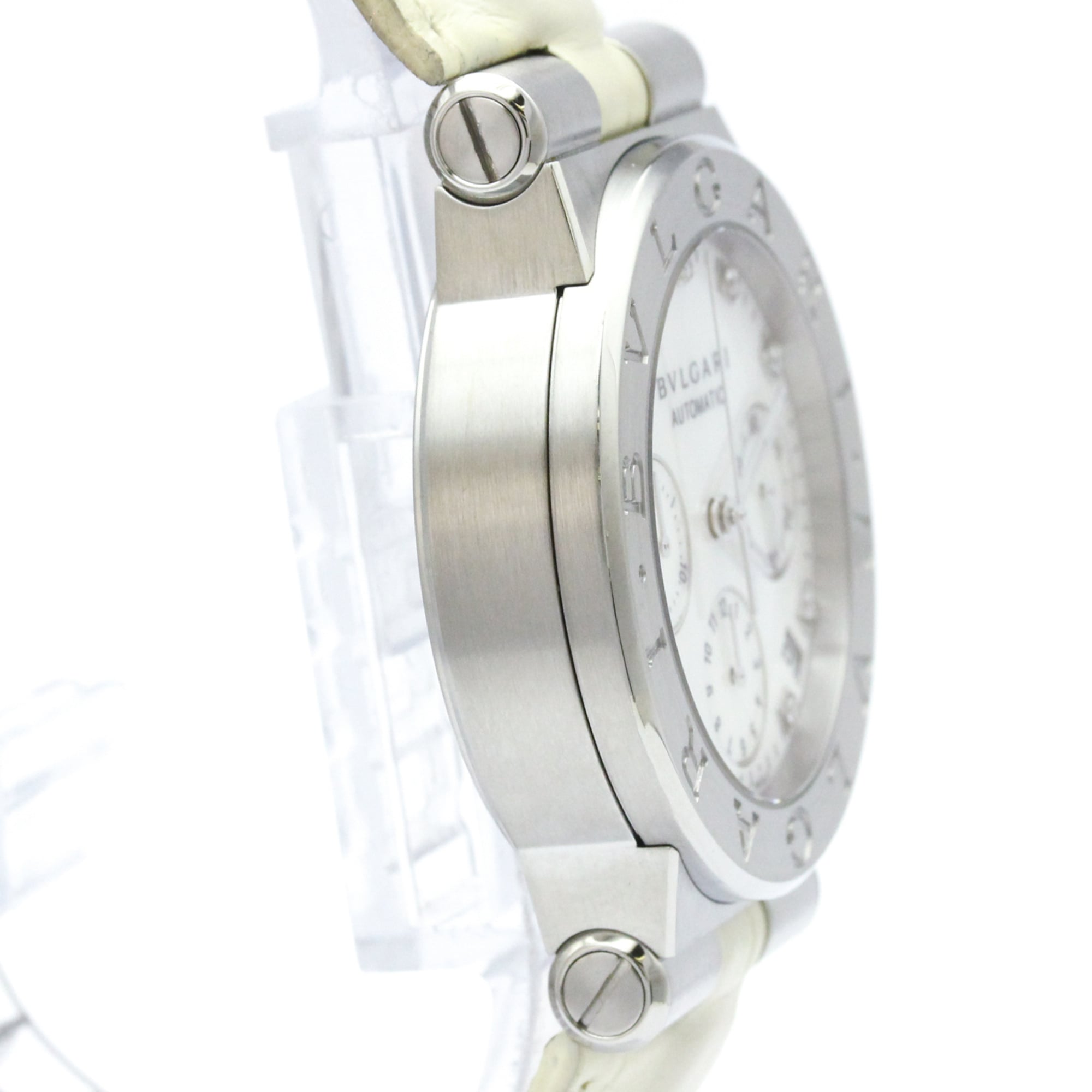 BVLGARI Diagono Chronograph Diamond MOP Steel Ladies Watch DG35SCH Polished — Very Good