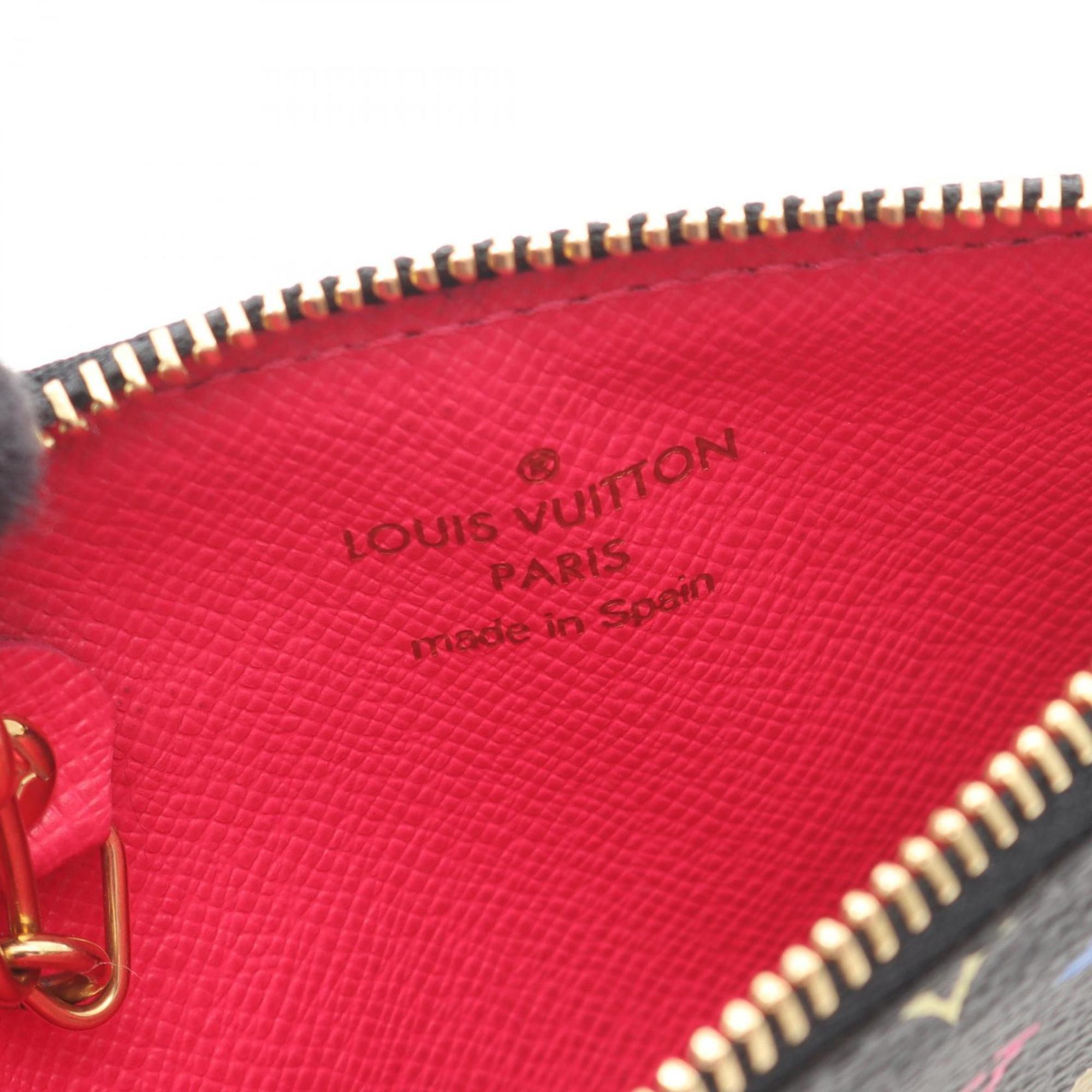 Louis Vuitton Pochette Cle Wallet with Coin Purse, Canvas Monogram Multicolore, Women's, Black, M93735