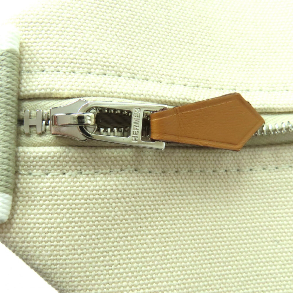 HERMES Bride-à-Brac GM 100% Cotton H Logo Sellier Button Handbag Pouch Ivory Made in France Women's — Like New