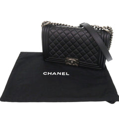 Chanel Boy 25 Coco Mark Lambskin Black Random Plate Shoulder Bag 0269CHANEL — Like New