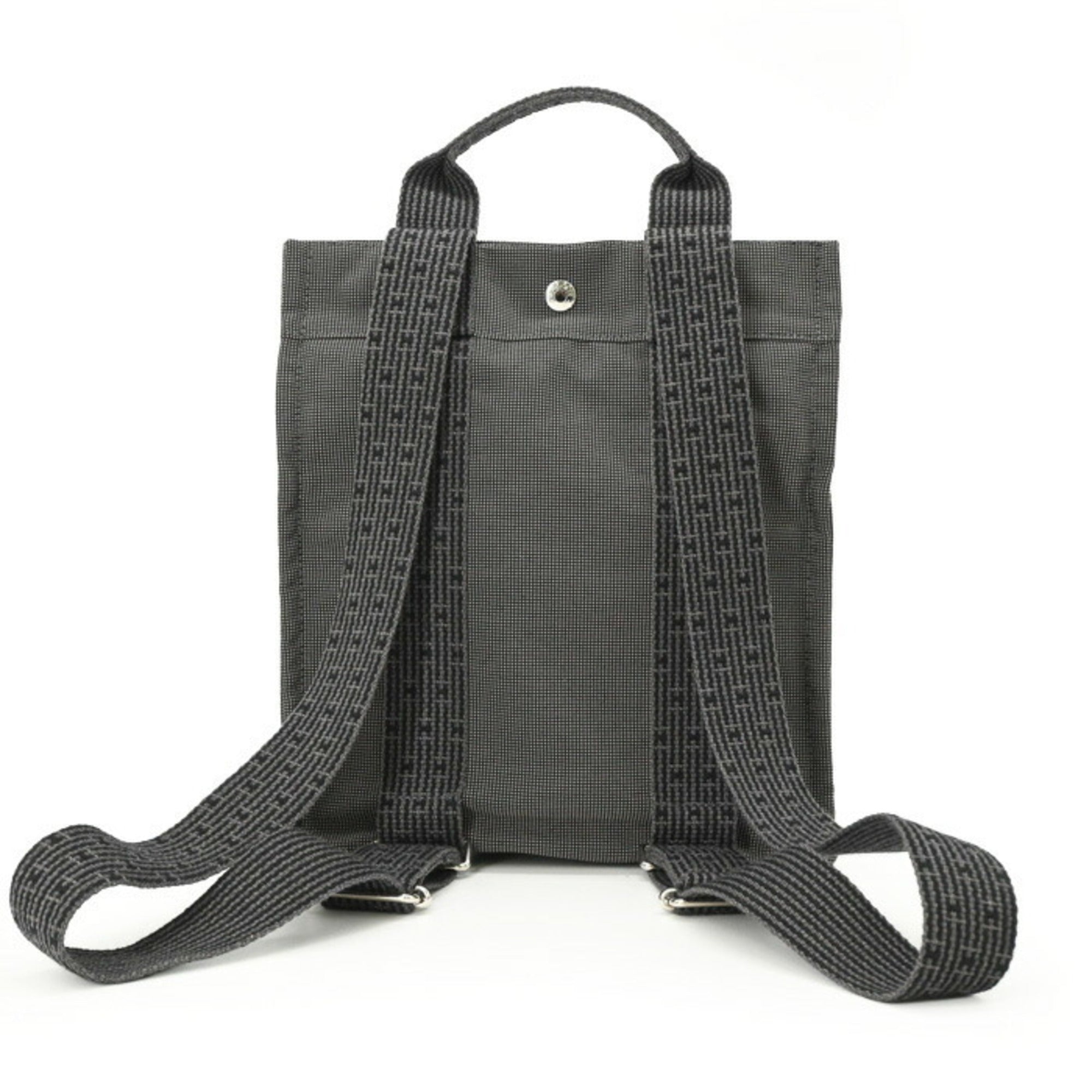 HERMES Hermes Herline Ad PM Canvas Tote Bag Backpack for Men and Women, Gray/Black — Like New