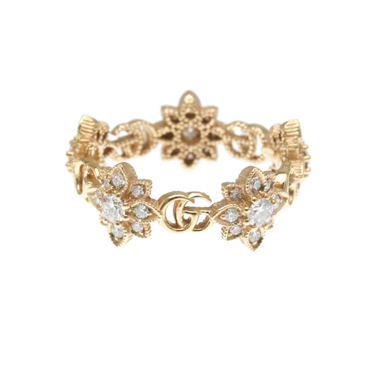 Gucci Flora Diamond Ring Pink Gold (18K) Fashion Diamond Band Ring Pink Gold