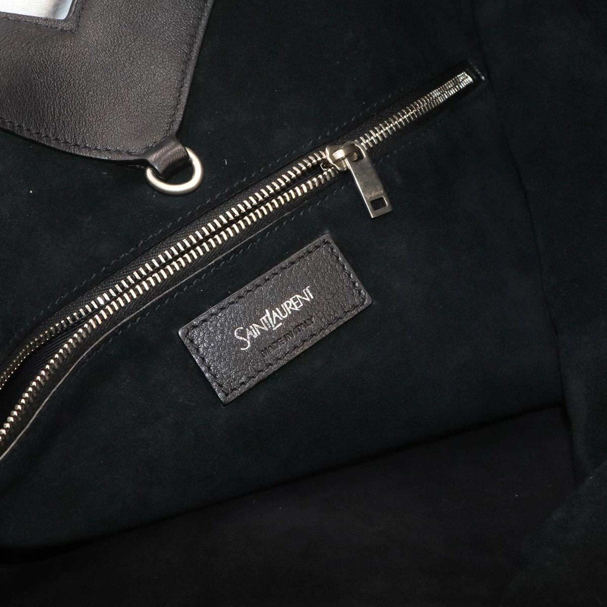 Saint Laurent Y Large Tote Handbag, Leather, Black, 820672, Silver Hardware — Like New