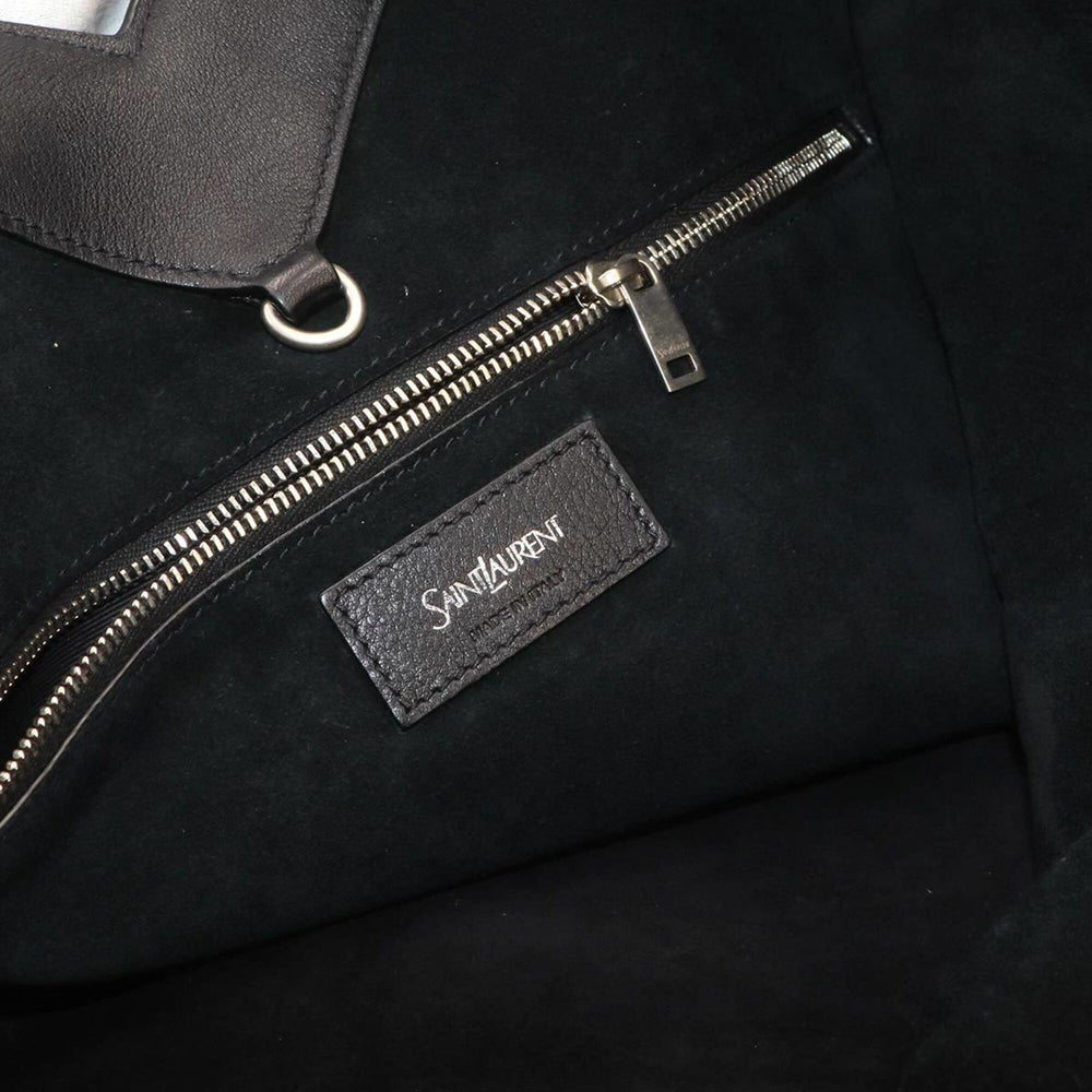 Saint Laurent Y Large Tote Handbag, Leather, Black, 820672, Silver Hardware — Like New