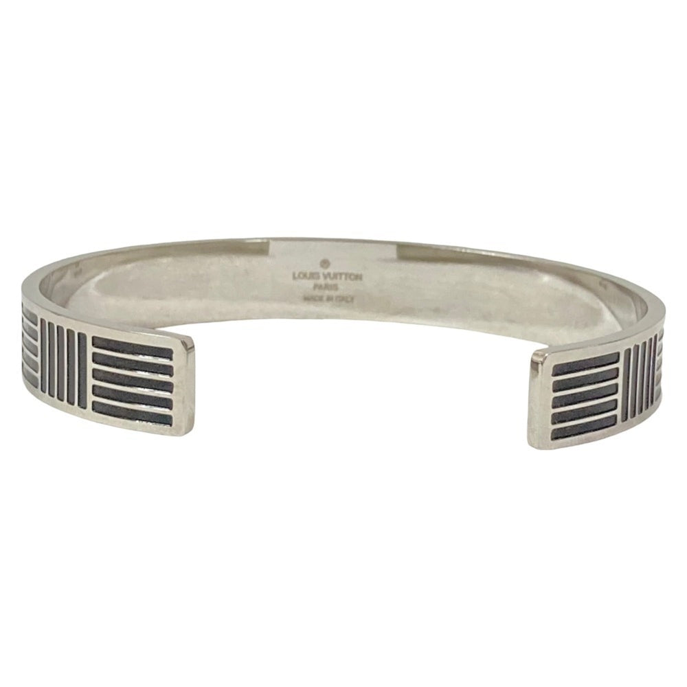 LOUIS VUITTON Louis Vuitton Jonc Damier Colors Cuff Bangle Bracelet M62492 Silver Color Men's — Like New
