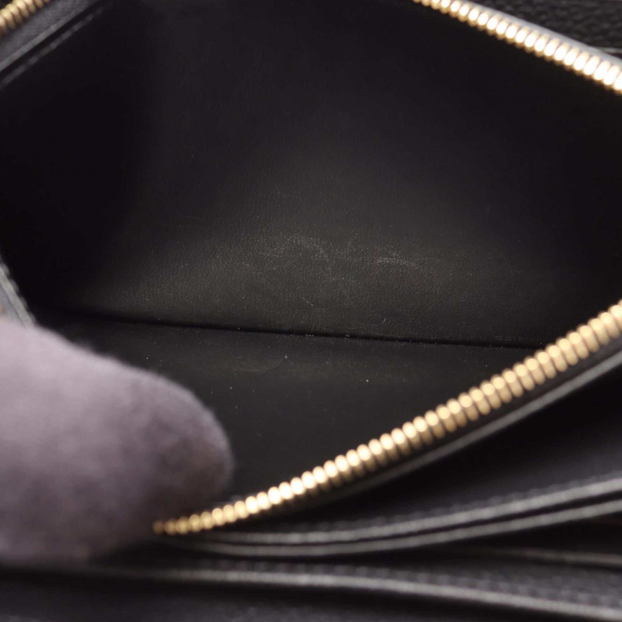 Louis Vuitton Zippy Wallet, Monogram Empreinte Leather, Round Long Women's, Black, M61864