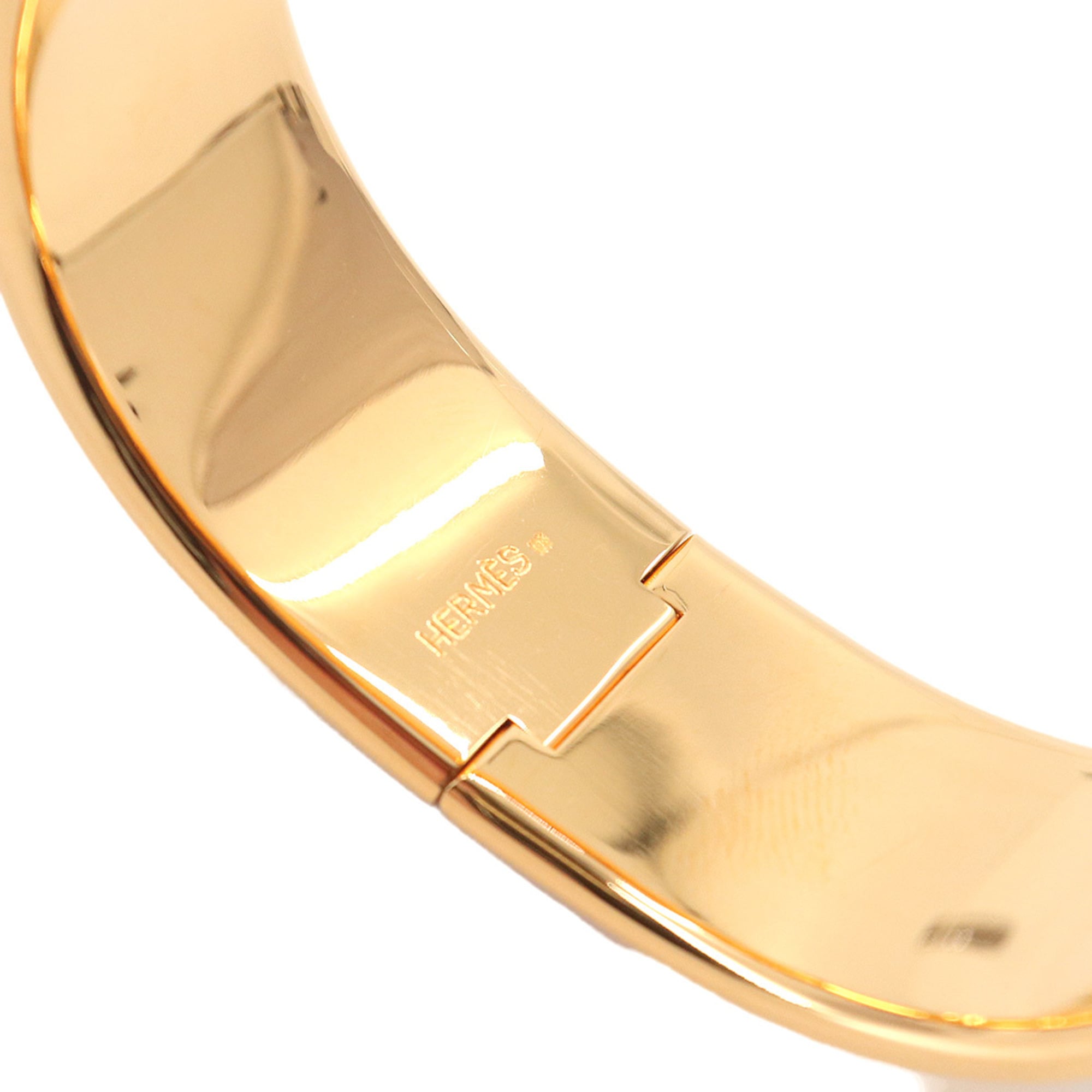 Hermes HERMES Loquet Email GM Bangle Bracelet Gold Black — Like New