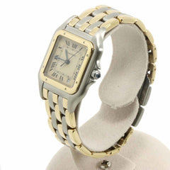 Cartier Panthère MM 3-Row Date Two-Tone Watch 83083244 Boys' Ivory YG Yellow Gold Quartz — Like New