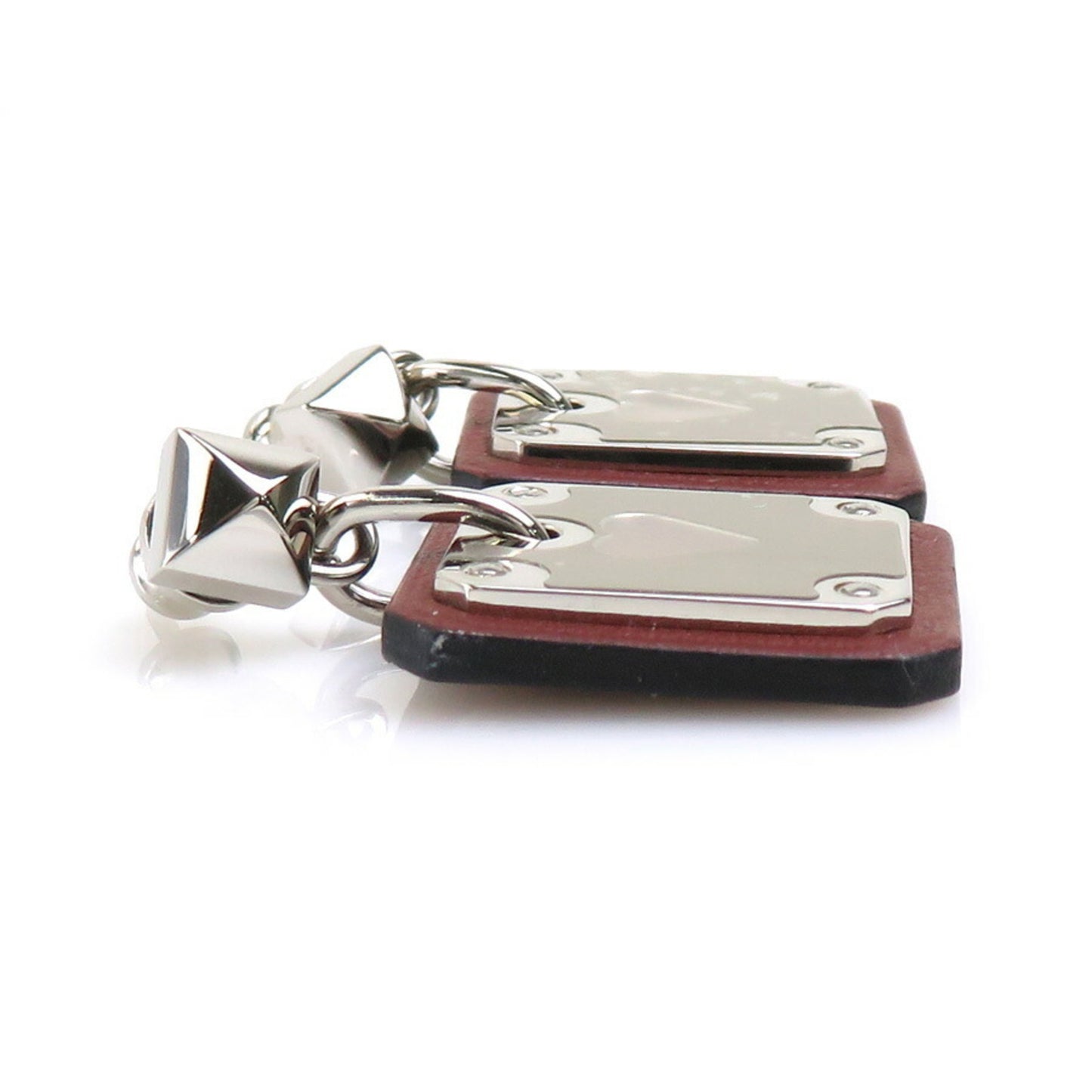 HERMES Earrings As de Coeur Metal Leather Silver Brown Women's e60269g