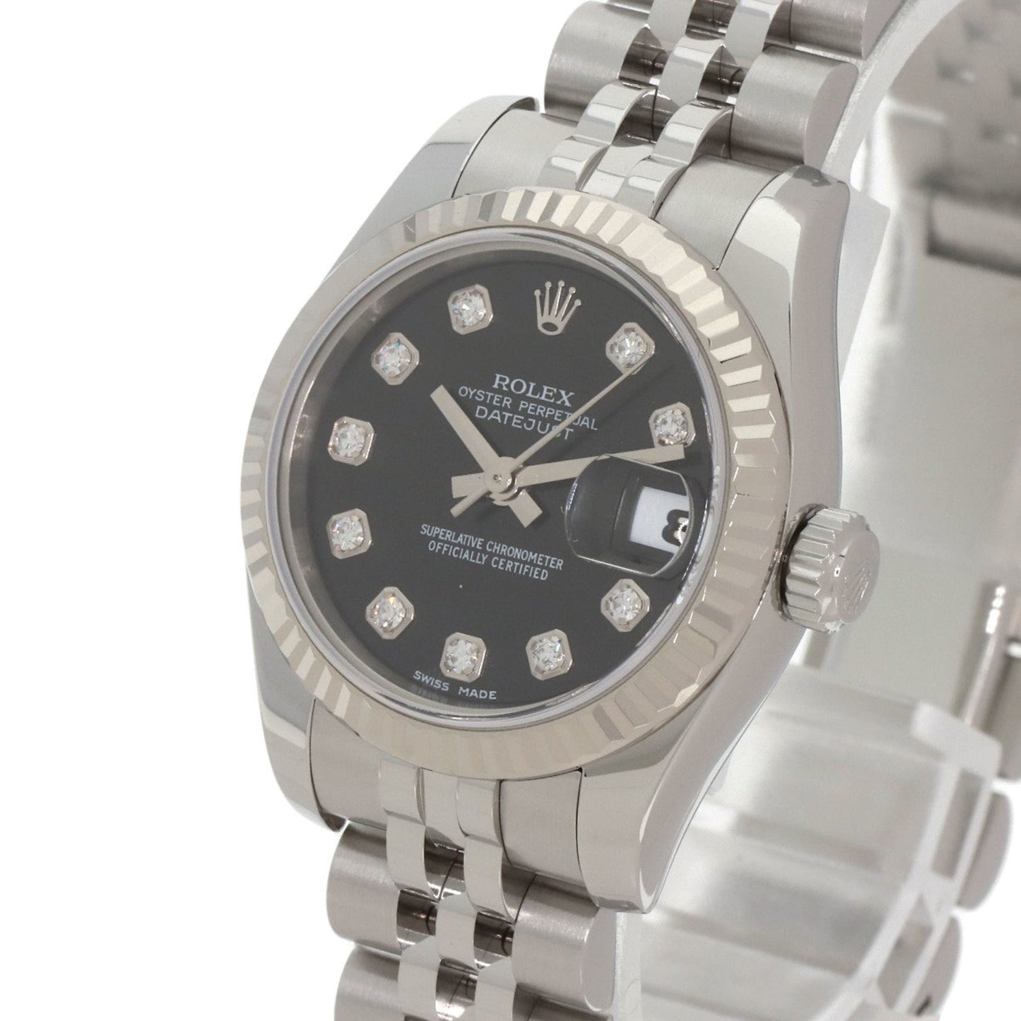 Rolex 179174G Datejust 10P Diamond Watch in Stainless Steel SS 18K White Gold for Women