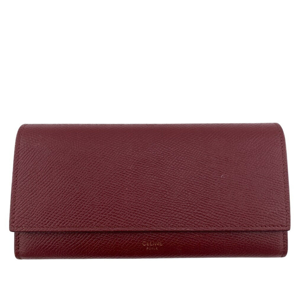CELINE 10B563 BEL LARGE FLAP WALLET Long wallet Wine red Women's