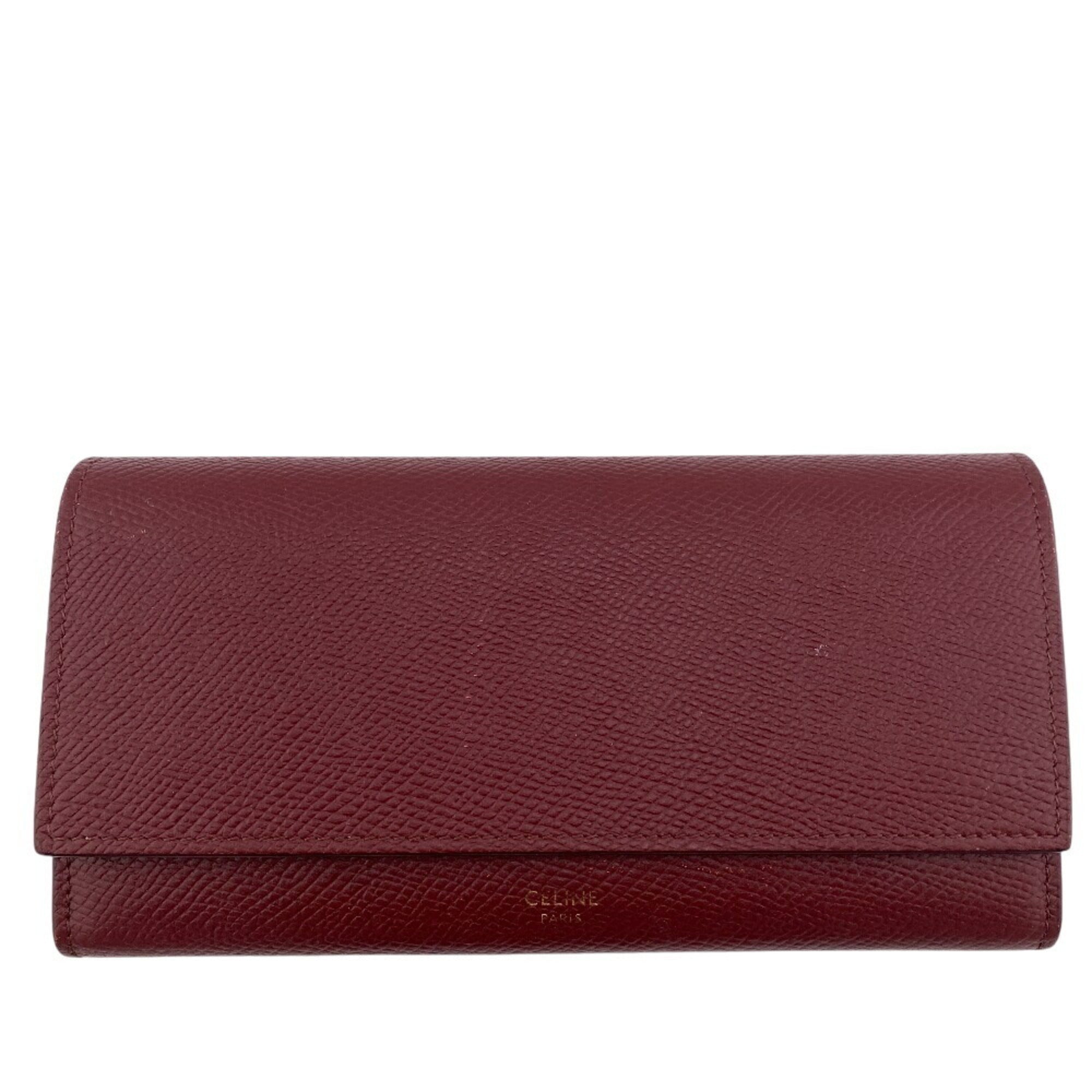 CELINE 10B563 BEL LARGE FLAP WALLET Long wallet Wine red Women's