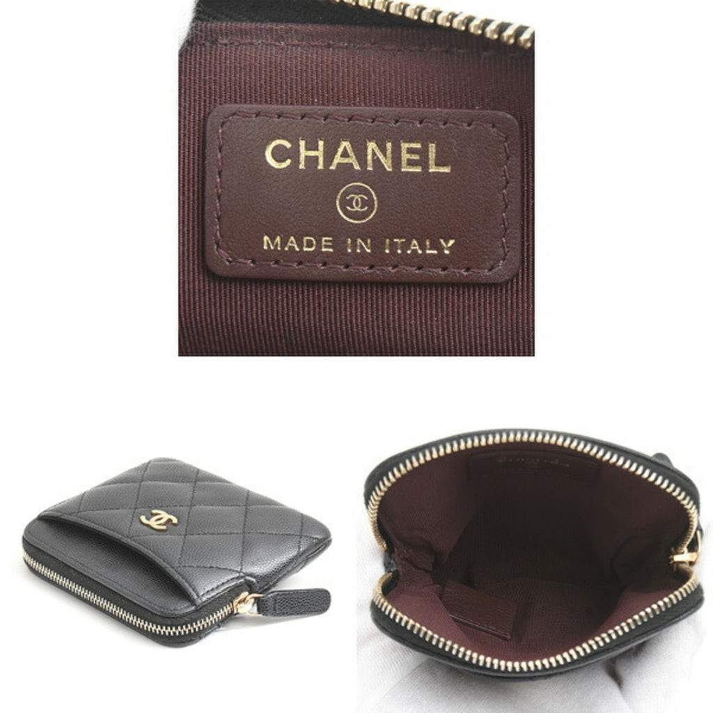 Chanel Women's Matelasse Zip Coin Purse in Black Caviar Leather (AO2061)