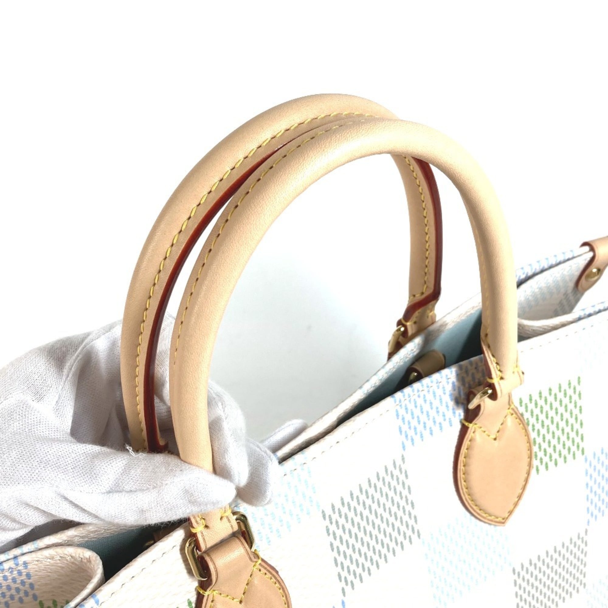 LOUIS VUITTON N40518 Pastel Damier On the Go MM Tote Bag Shoulder Handbag Canvas Women's Pistachio White OT-240704-3 — New - Store Return