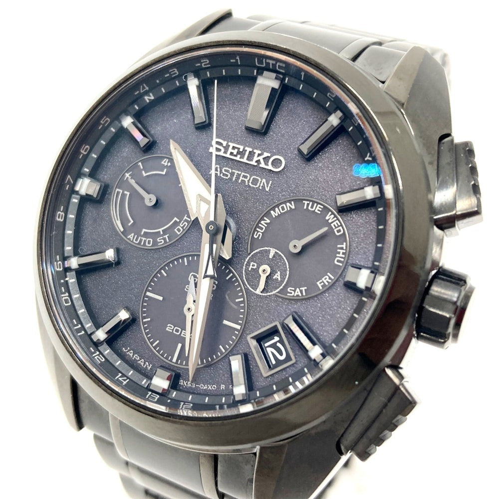 Seiko SBXC069/5X53-0AV0 Astron Global Line Day Date GPS Solar Radio-Controlled Wristwatch Titanium Men's Black — Good
