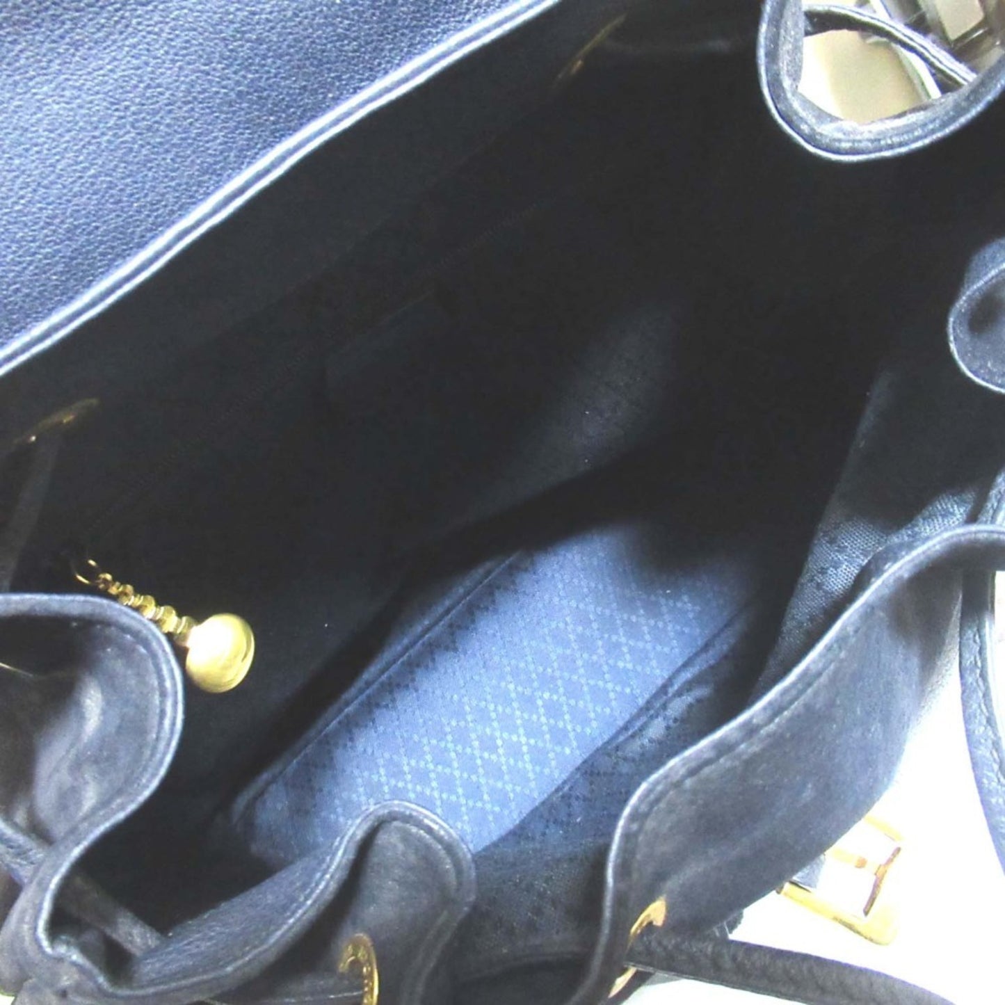 GUCCI Bamboo Line Suede and Leather Backpack, Navy, Women's