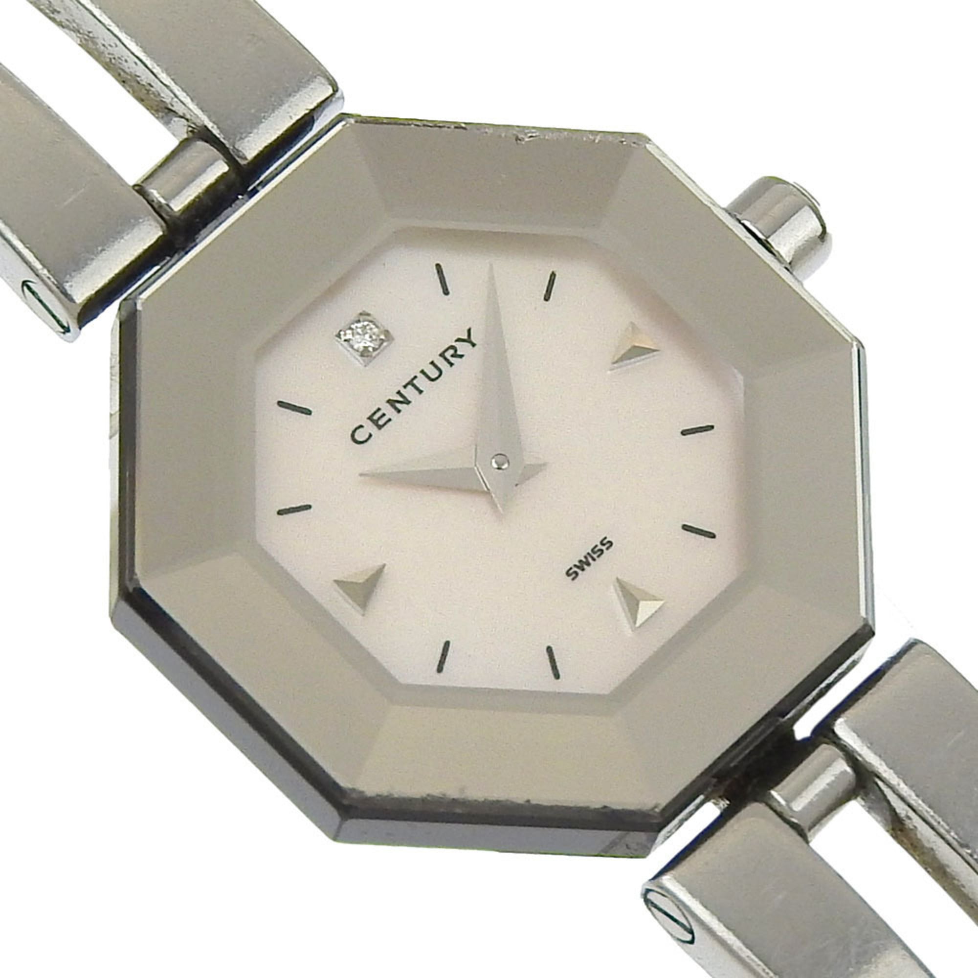 Century Time Gem Women's Watch, 1-Diamond, Stainless Steel, Quartz, Analog, White Mother-of-Pearl Dial — Good