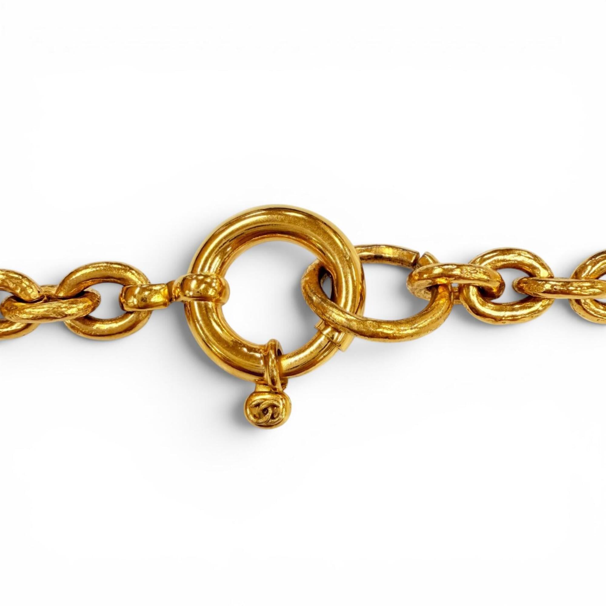 CHANEL Vintage 94A Coco Mark Gripoix Cross Fringe Long Necklace, Rare Gold, Made in France, Women's — Like New