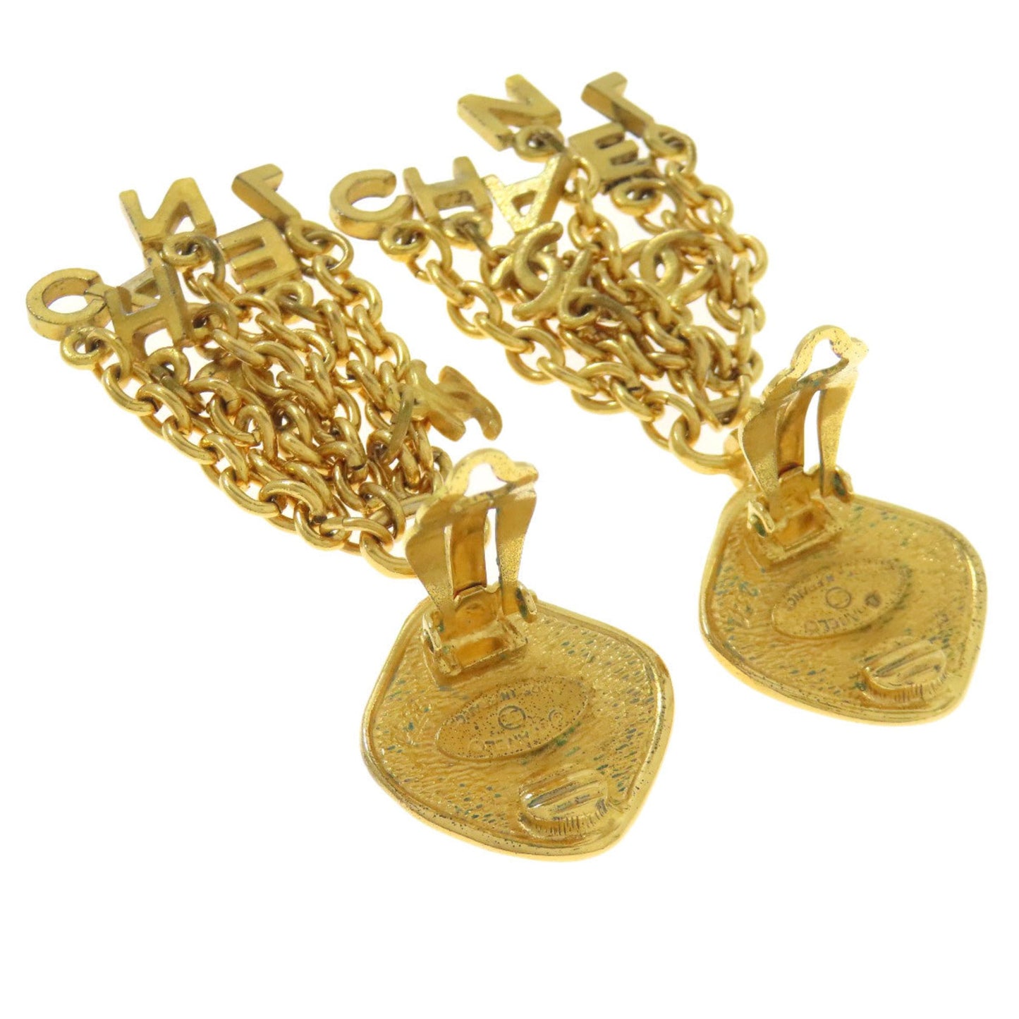 Chanel logo chain earrings in metal for women