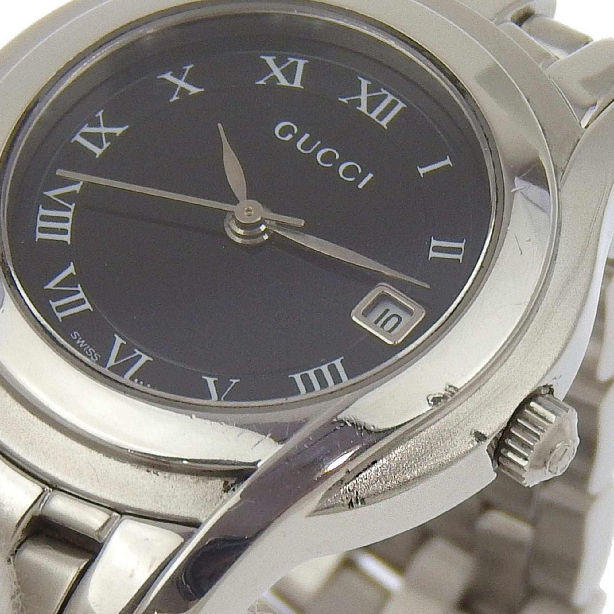 Gucci GUCCI Watch 5500L Stainless Steel Quartz Analog Display Black Dial Women's — Good