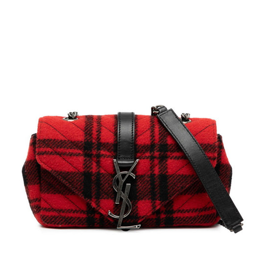 Saint Laurent Baby Chai Chain Shoulder Bag 399289 Red Black Wool Leather Women's SAINT LAURENT