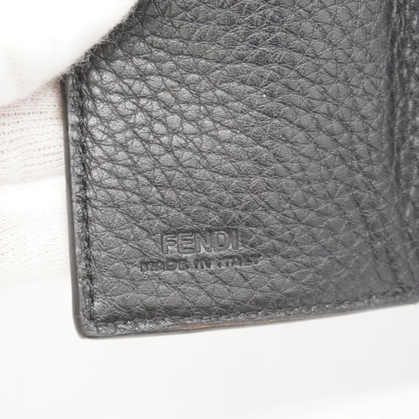 Fendi tri-fold wallet in black leather for men