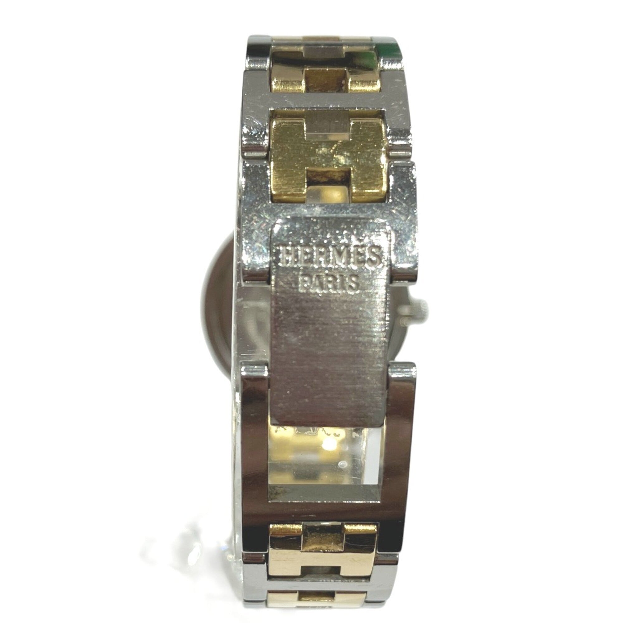 Hermes Clipper watch, total weight 36.2g, stainless steel, quartz movement, white dial, CL3.240 — Good