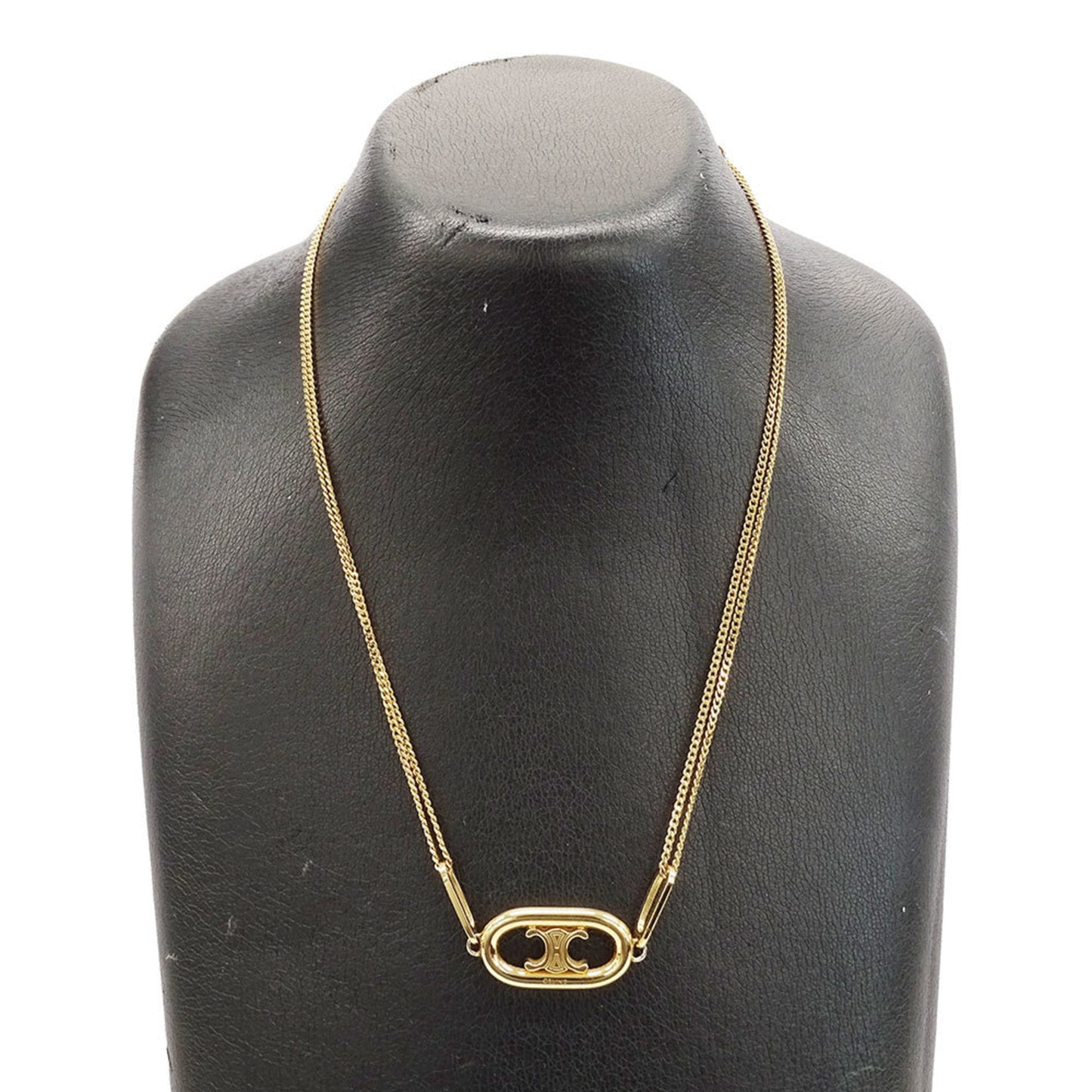 Celine Triomphe Gold Double-Strand Necklace for Women, Accessory with Logo