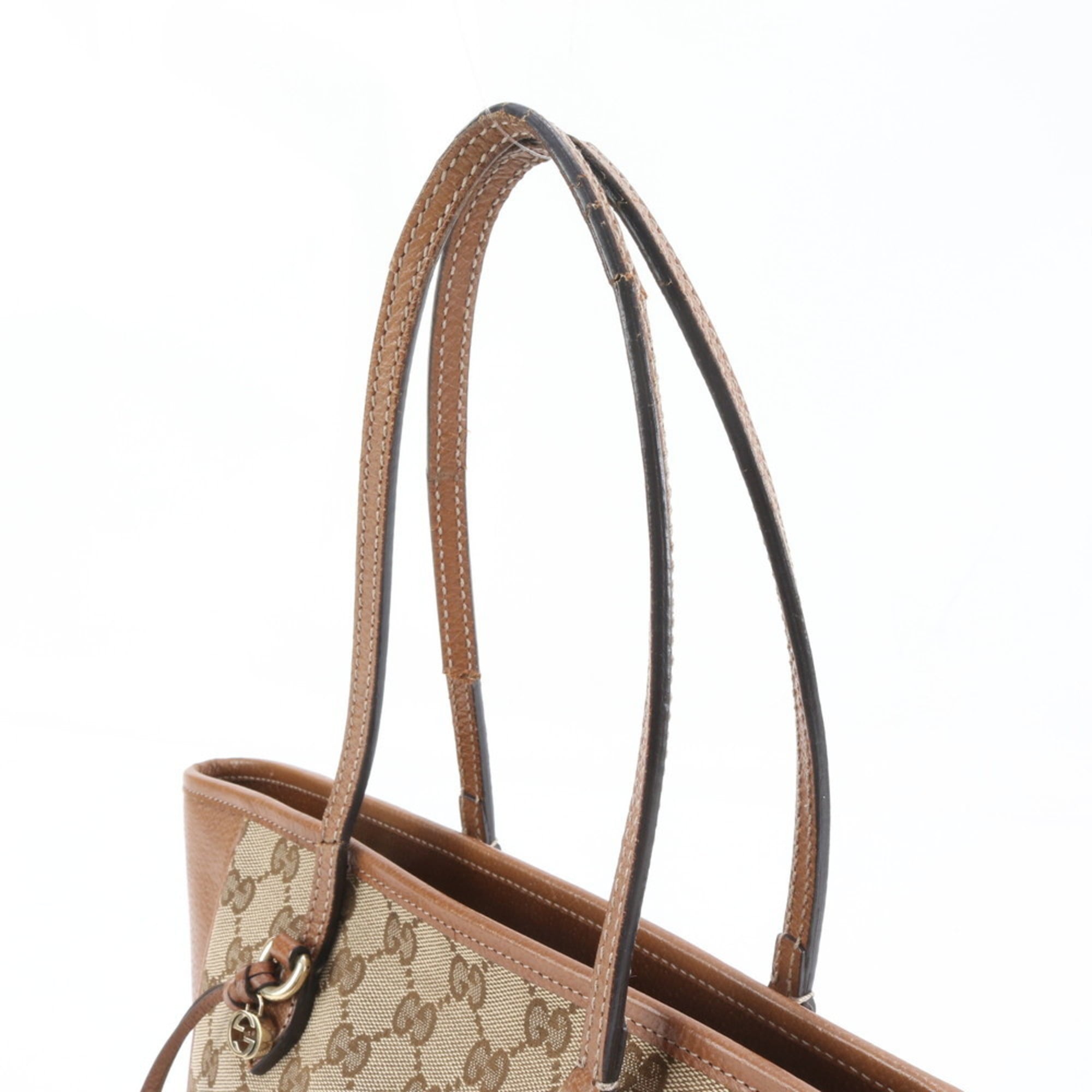 Gucci GG Canvas Bree 353119 Leather Tote Bag Shoulder Handbag Brown Women's
