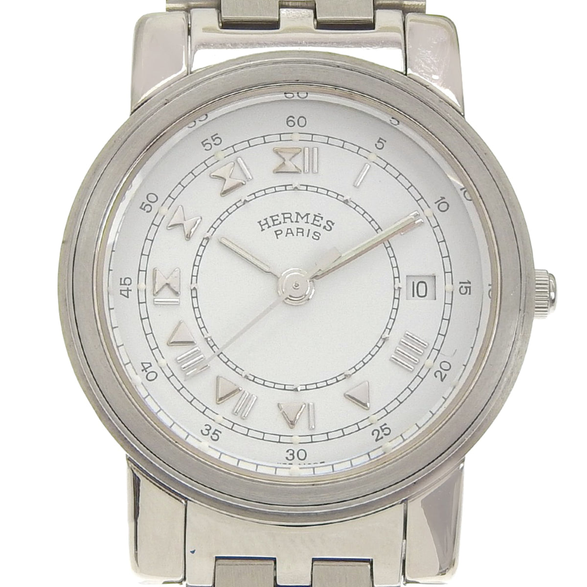 Hermès Carrick Women's Stainless Steel Quartz Watch with Analog Display and White Dial — Good