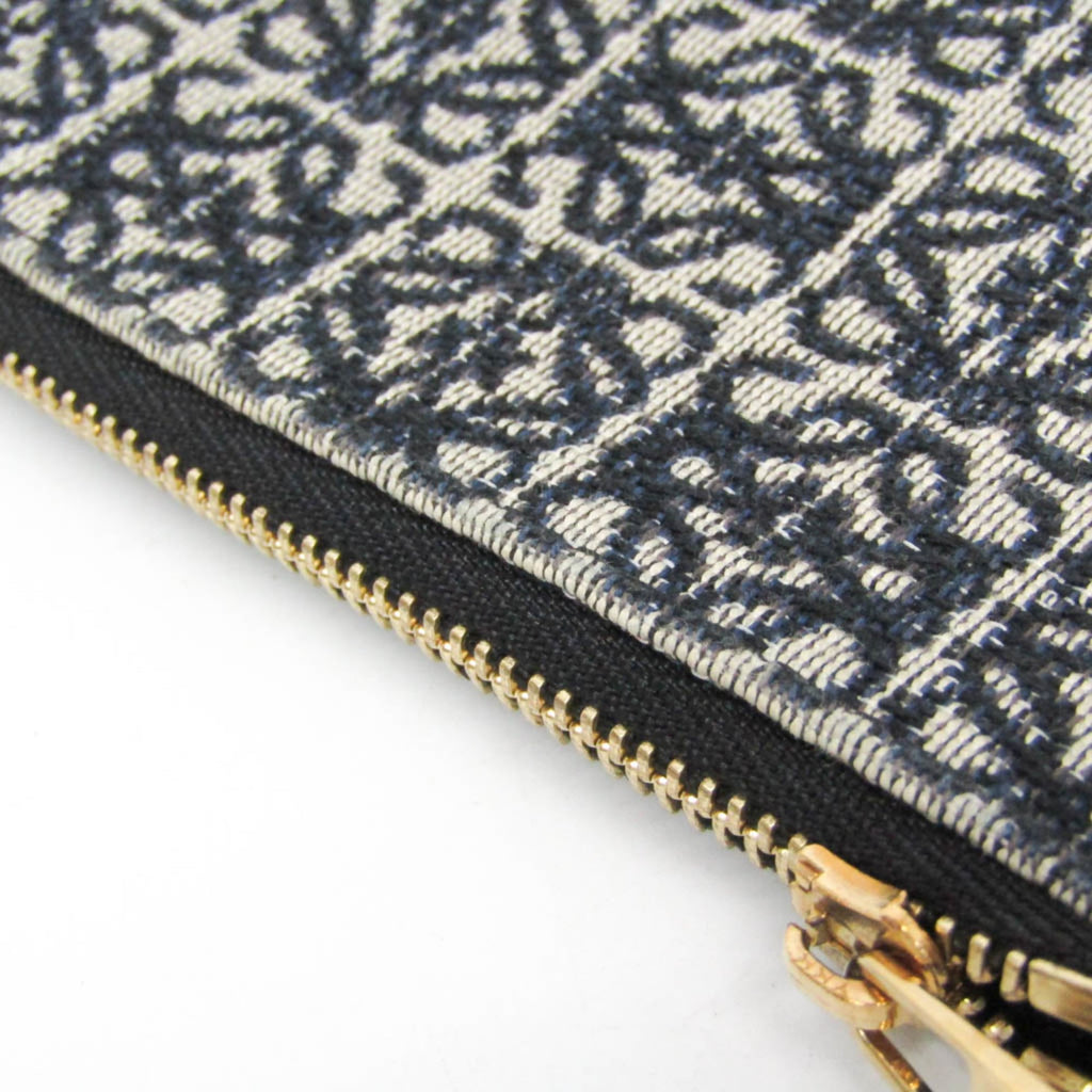 Loewe Anagram Coin Card Holder C604Z40X02 Women's Leather,Cotton Canvas Coin Purse/coin Case Black,Light Beige