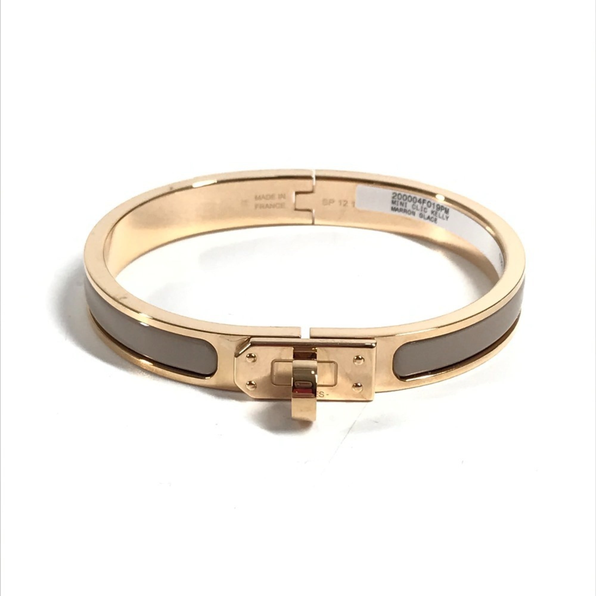 HERMES Mini Click Kelly PM Accessory Jewelry Bracelet Metal Men's Women's Marron Glacé Beige Like New — Like New