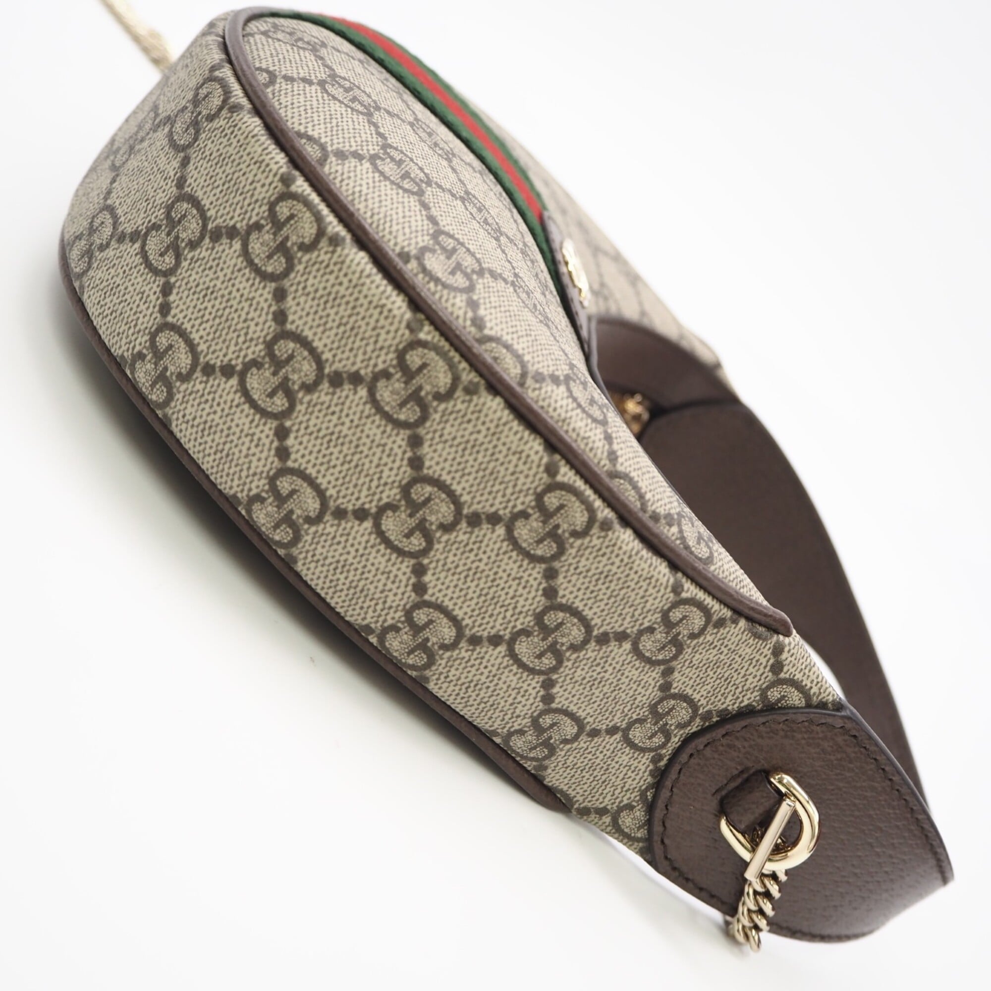 GUCCI Ophidia GG Supreme Small Shoulder Bag 838463 Handbag Beige Red Green Leather Women's — New - Store Return