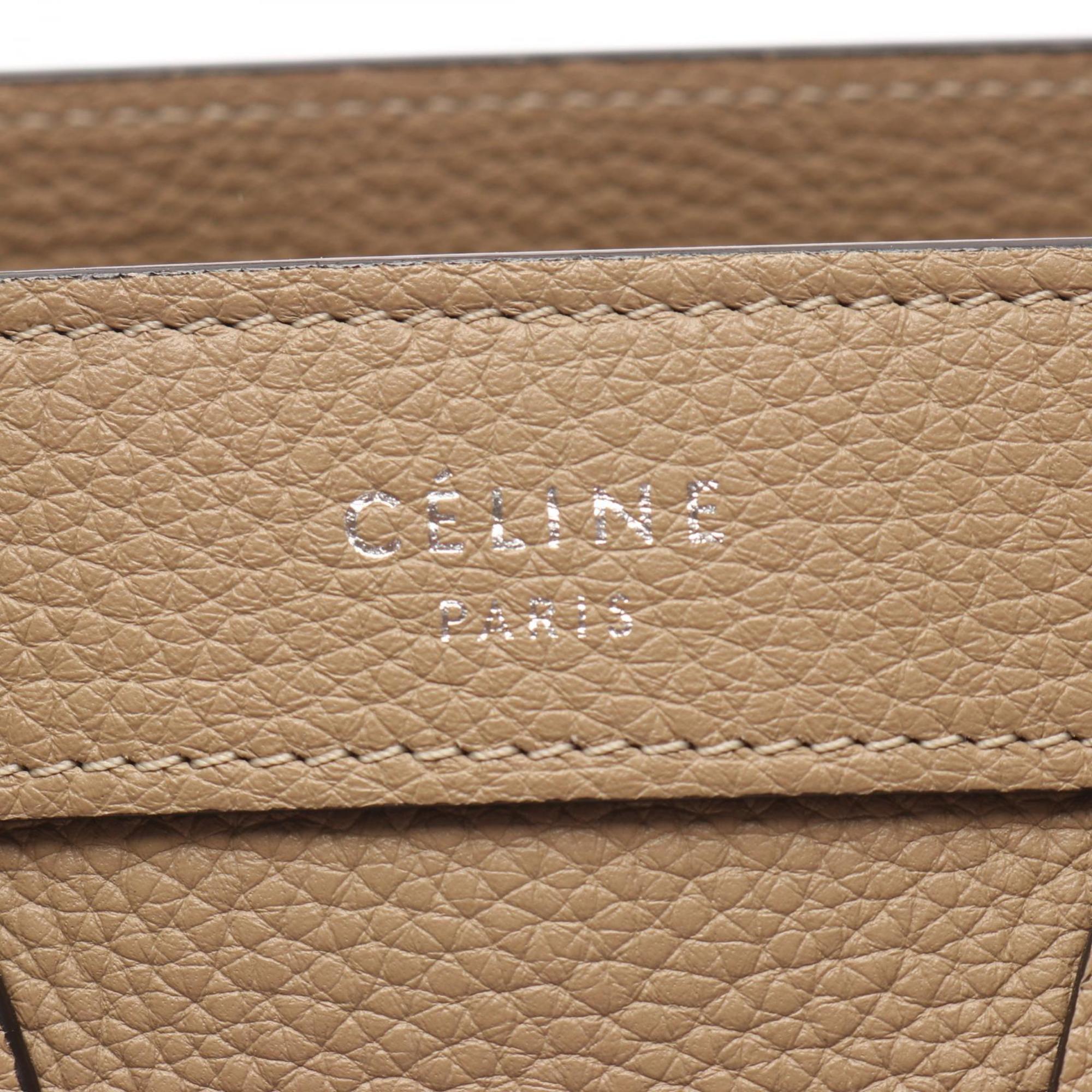 Celine Luggage Nano Shopper Handbag, Leather, Women's, Beige, 168243