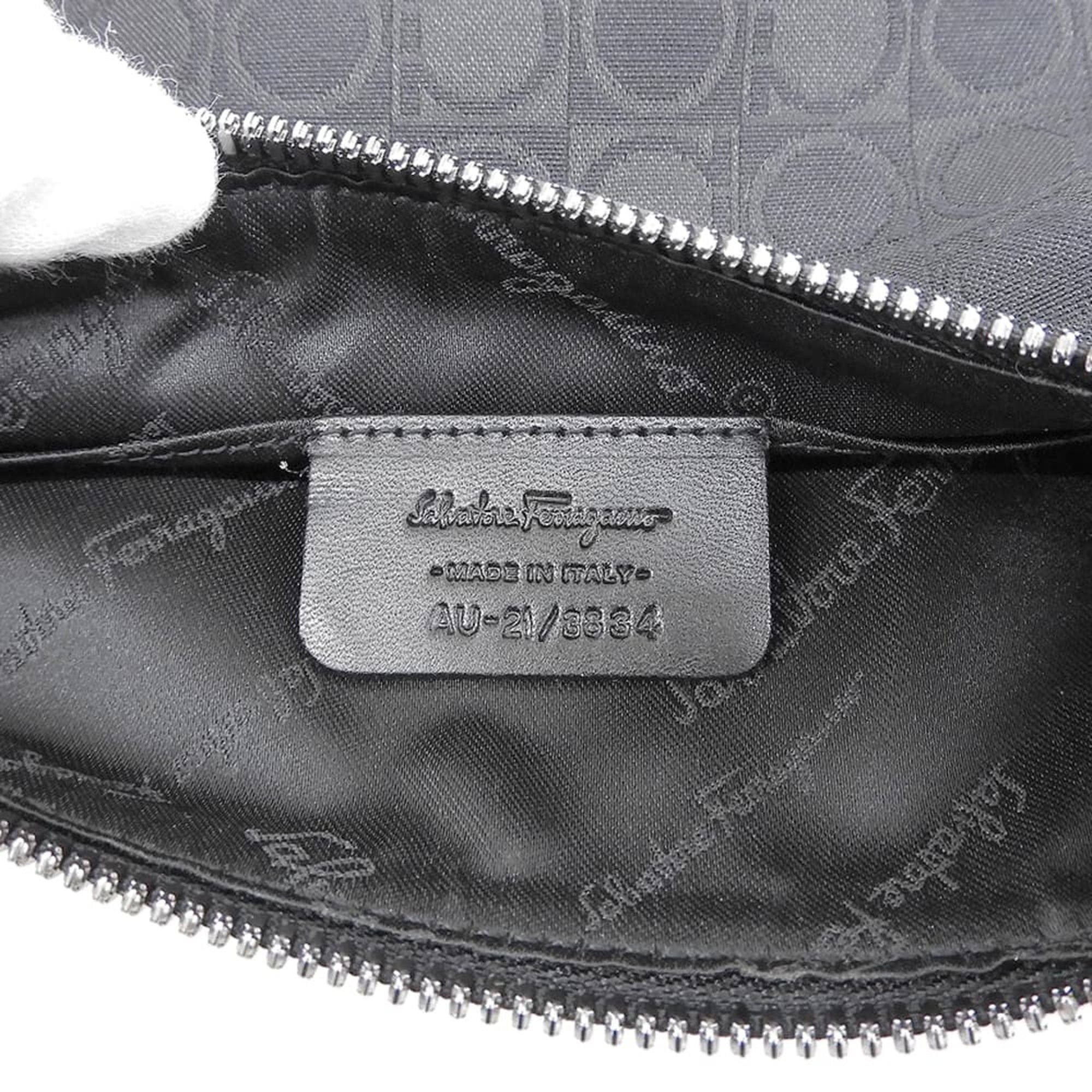 Salvatore Ferragamo Gancini Semi-Shoulder Bag for Women, Black, AU-21 3834. (Shoulder bag, black, women's) — Like New