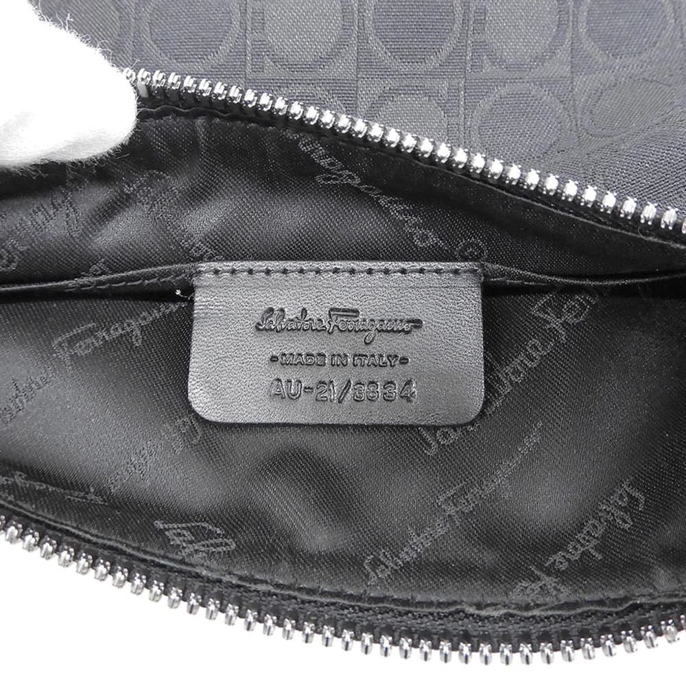 Salvatore Ferragamo Gancini Semi-Shoulder Bag for Women, Black, AU-21 3834. (Shoulder bag, black, women's) — Like New