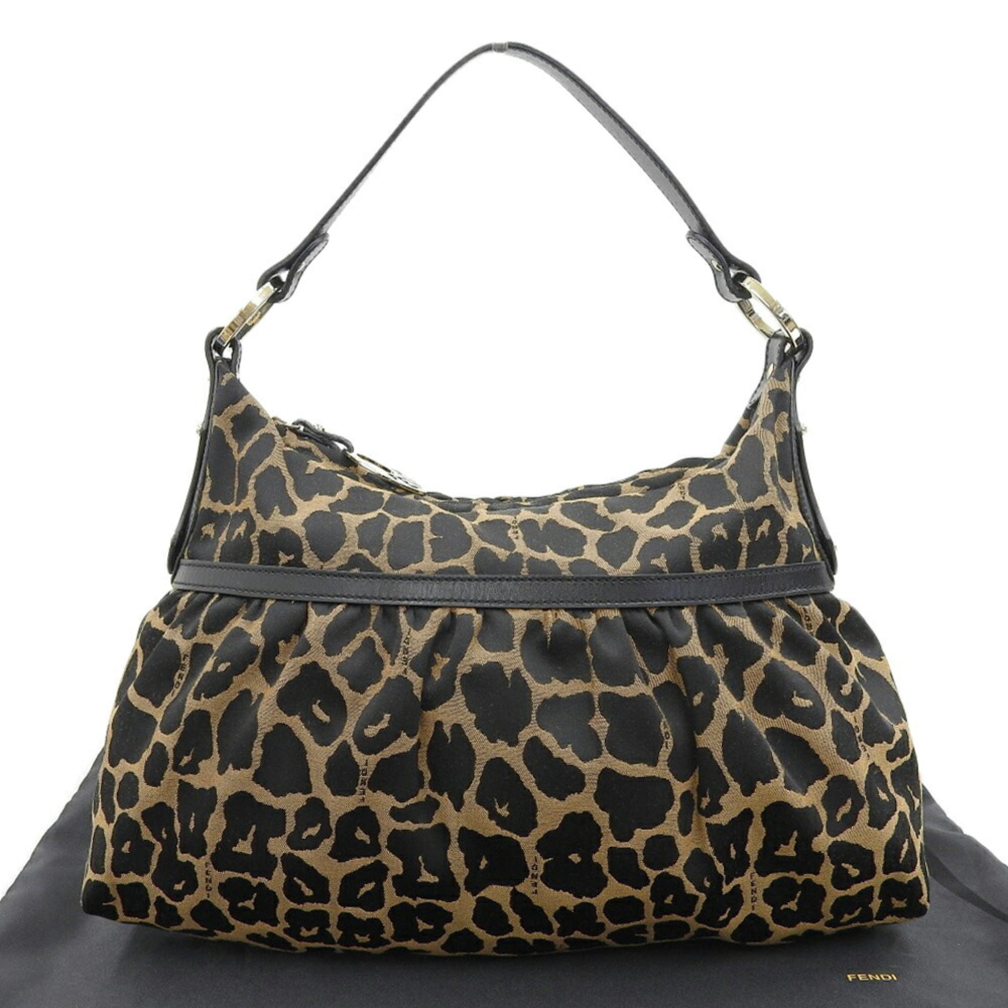 Fendi FENDI 8BR448-GT6 119-2354 Bag Canvas Leather Brown Black Leopard Print