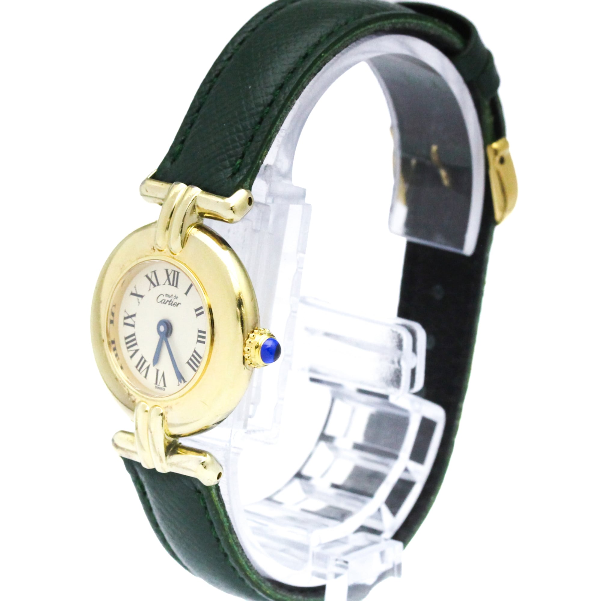 CARTIER Must Colisee Gold Plated Leather Quartz Ladies Watch 590002 — Good