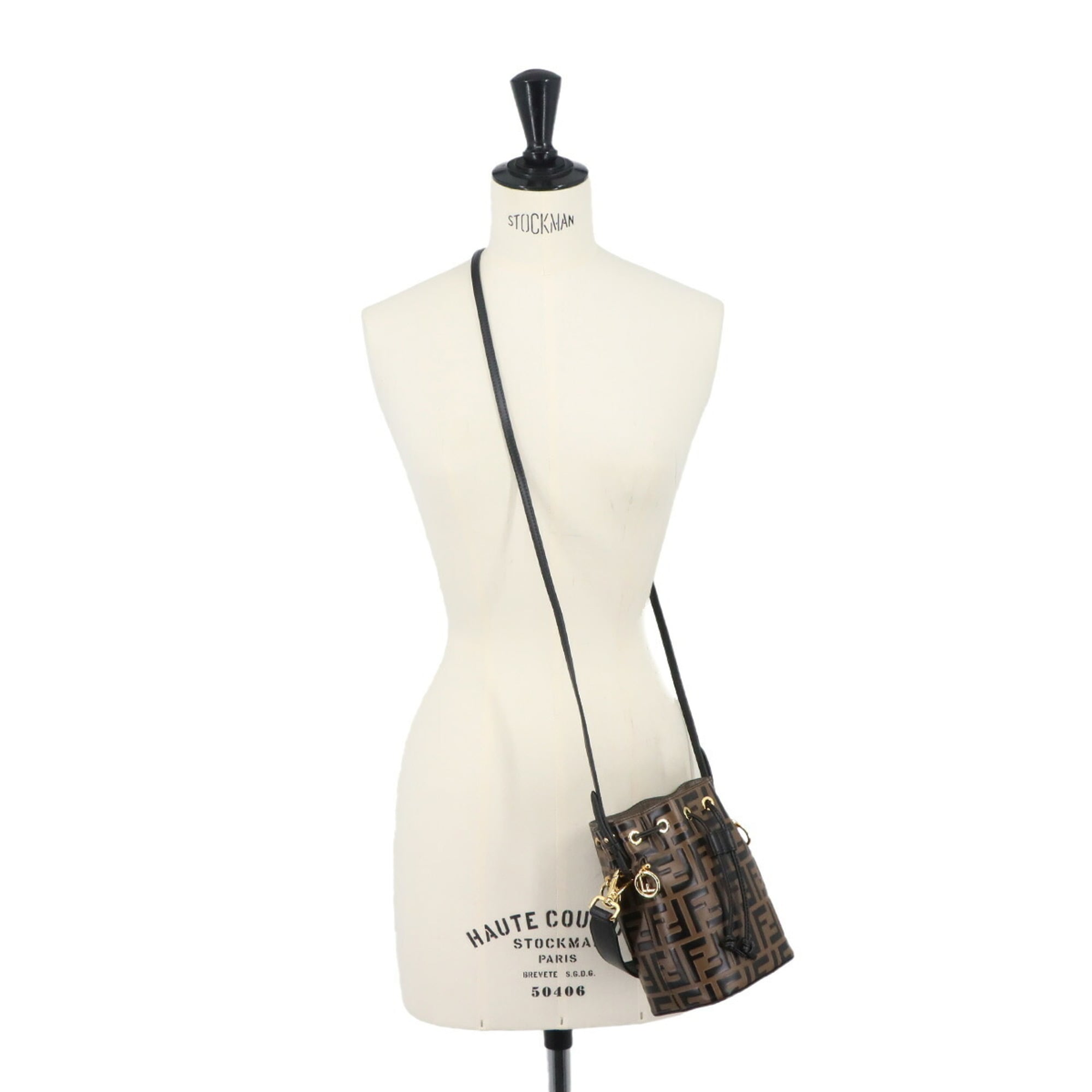 Fendi Zucca Mon Tresor 2-way Hand/Shoulder Handbag, Leather, Brown/Black, 8BS010, Gold Hardware — Like New