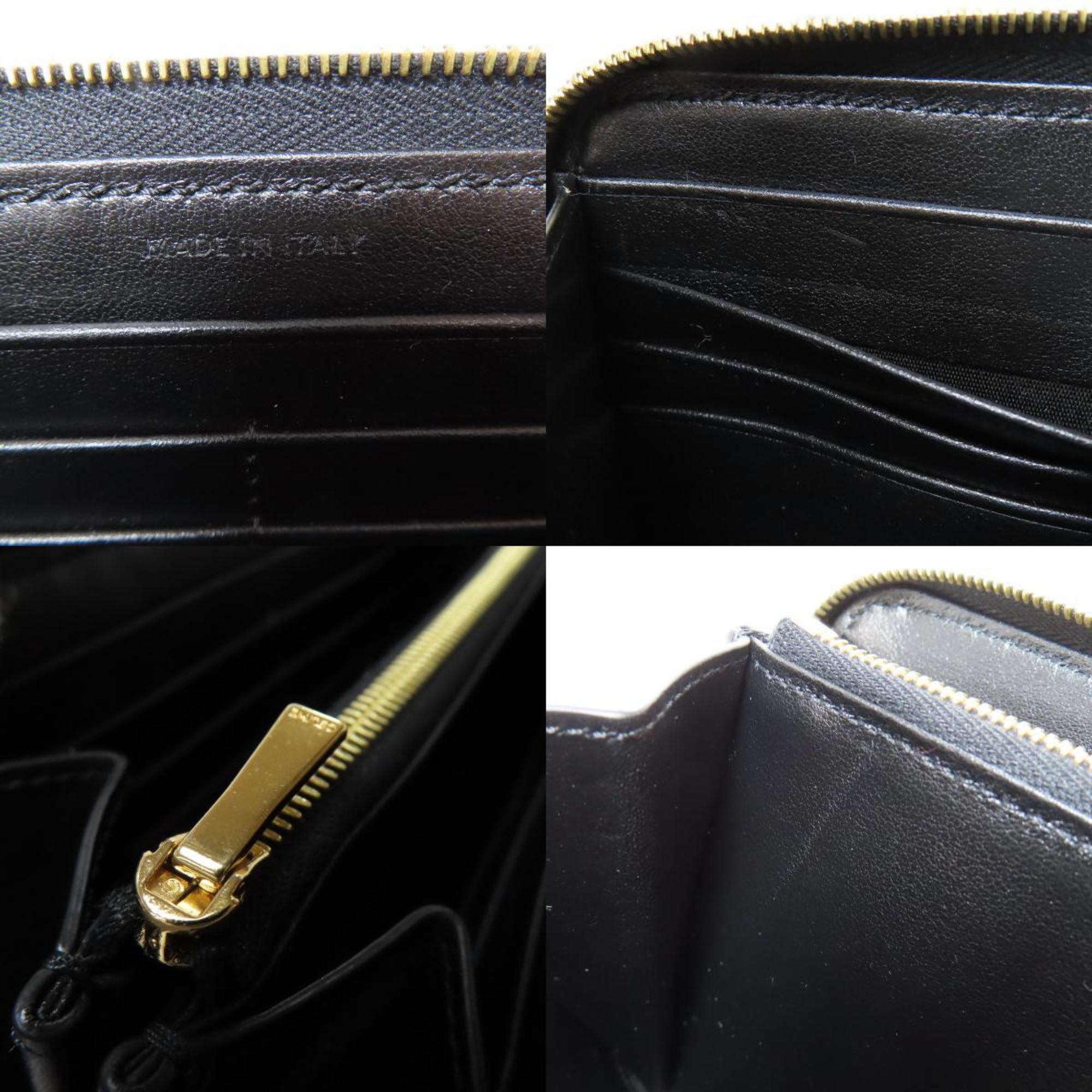 CELINE Round Long Wallet Leather Women's