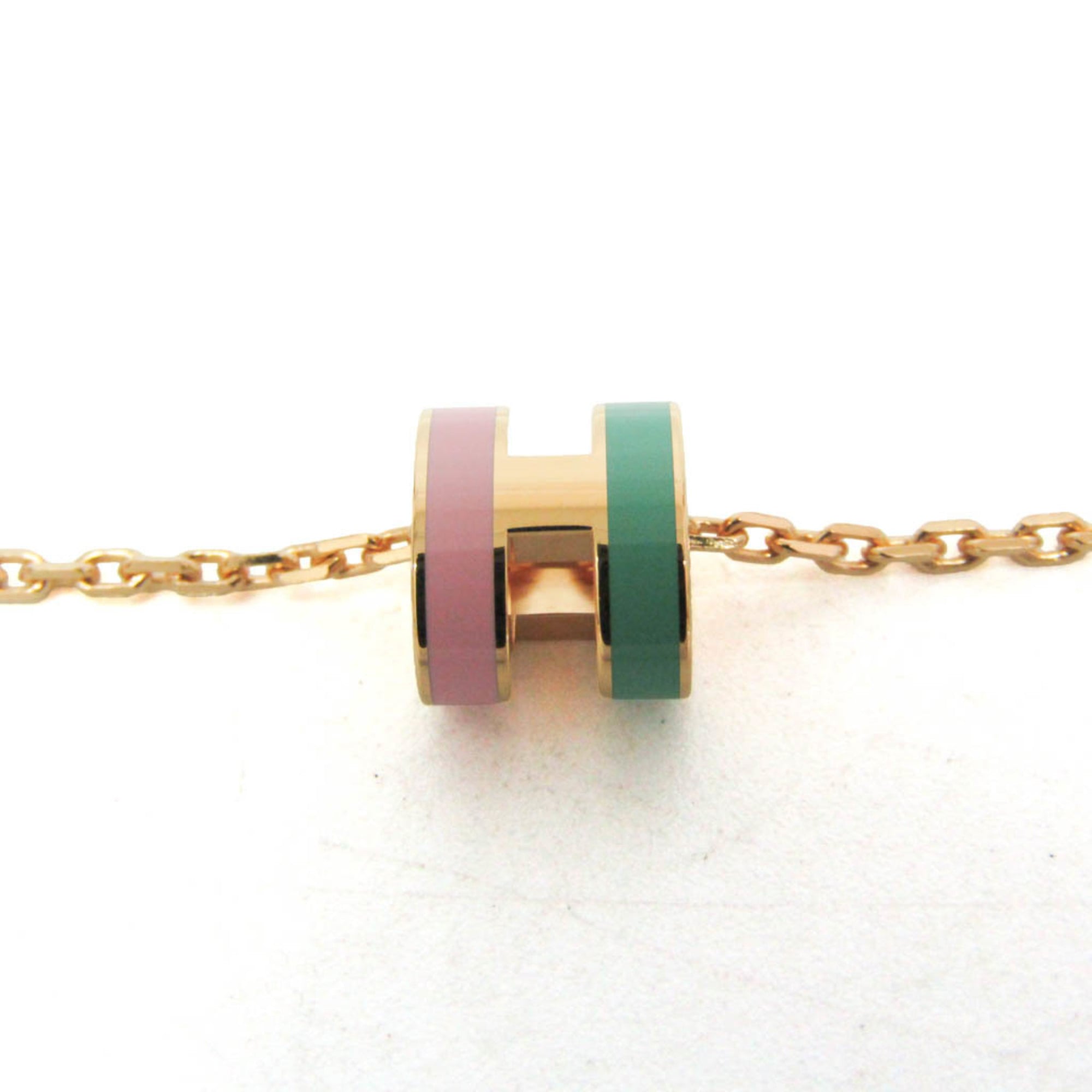 Hermes Pop H Mini Metal Men,Women Fashion Pendant Necklace (Green,Pink) — Like New