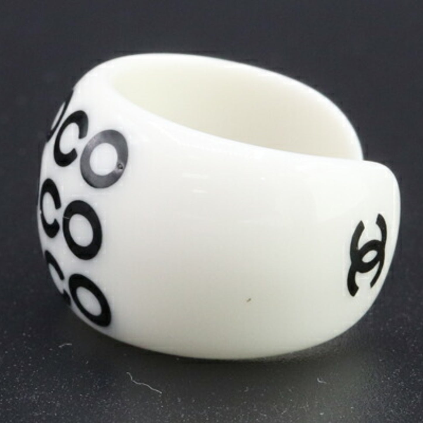 Chanel COCO Ring A16507 Ivory Black 01P 2001 Model Size 13/US 6.5-7 Women's CHANNEL