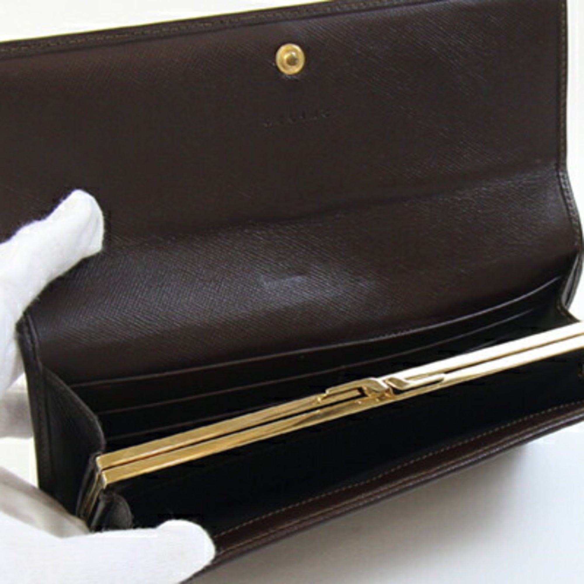 Celine Bi-fold Long Wallet Macadam Dark Brown PVC Leather Women's CELINE