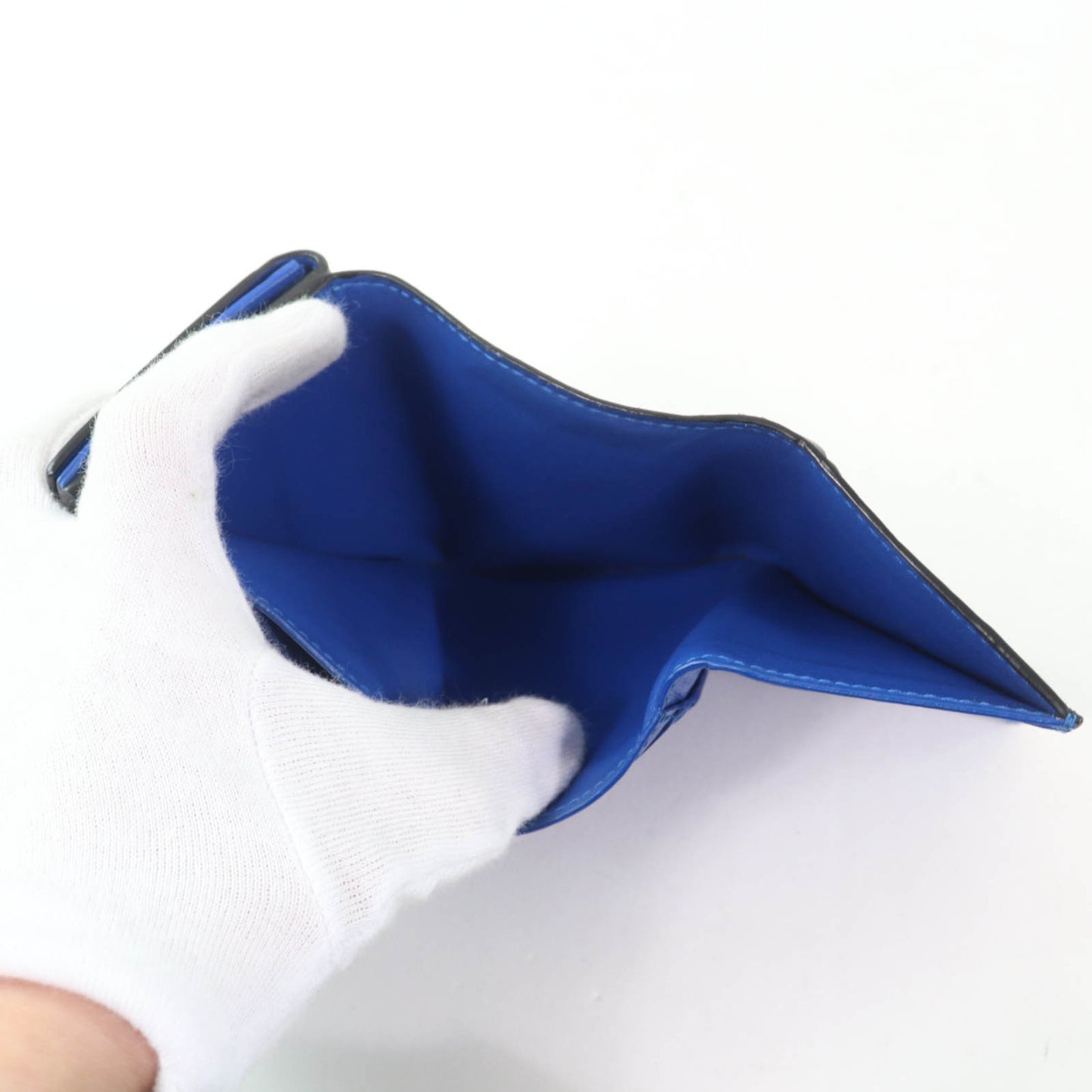 BOTTEGA VENETA Leather Intrecciato Tiny Tri-fold Wallet, Compact Black/Blue, Box and Dust Bag Included, Made in Italy, Women's