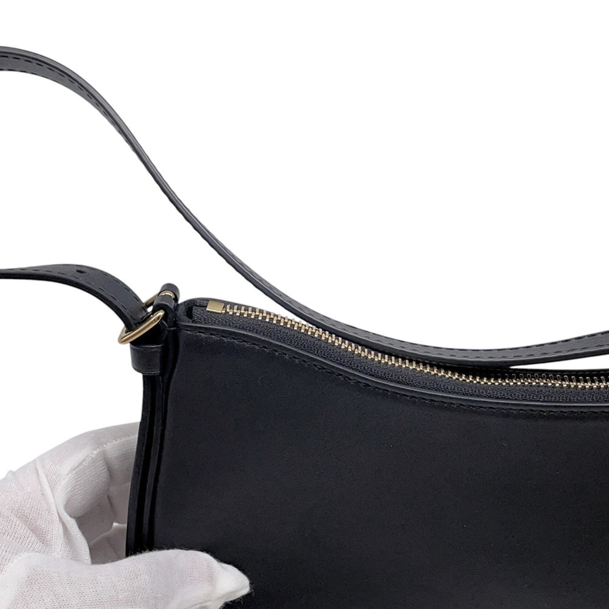 Louis Vuitton shoulder bag, calfskin leather, pochette LV Bloom M29456, black, leather handbag, women's, LOUIS VUITTON — Like New