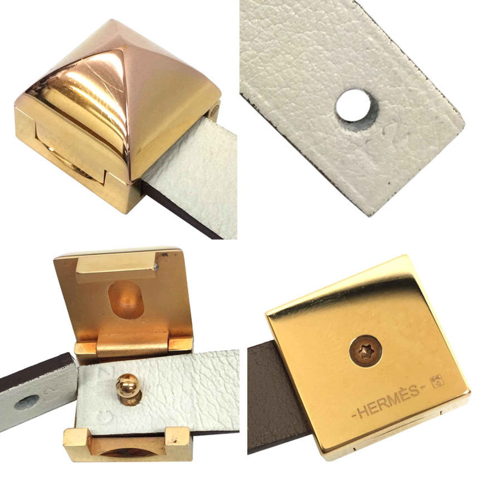 Hermes Hermès Medor Infinie Double Tour Bracelet T2 White/Etoupe Leather with C Stamp — Like New