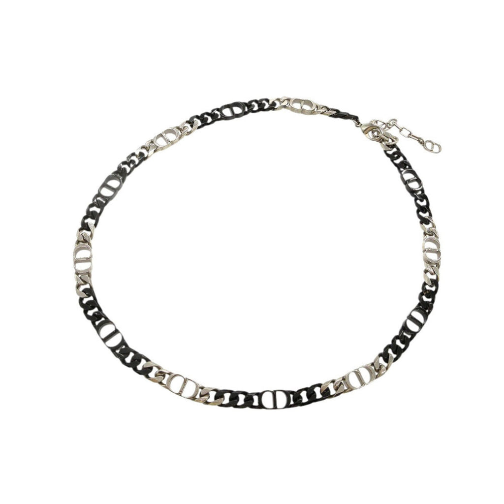 Christian Dior Excellent condition Dior CD ICON chain link bicolor necklace in brass, black and silver, 1717