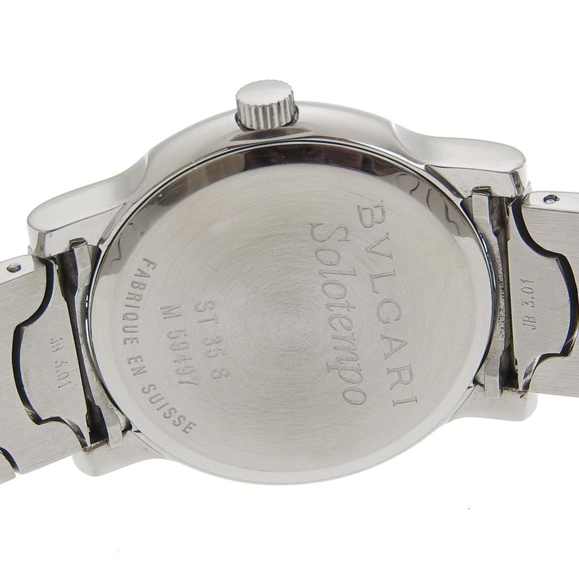 BVLGARI Solo Tempo Watch ST35S Stainless Steel Quartz Analog Display Black Dial Men's — Good