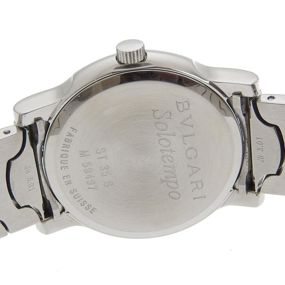 BVLGARI Solo Tempo Watch ST35S Stainless Steel Quartz Analog Display Black Dial Men's — Good